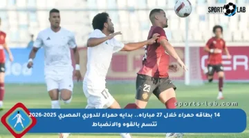 14 بطاقة حمراء خلال 27 مباراة.. بداية حمراء للدوري المصري 2025-2026 تتسم بالقوة والانضباط